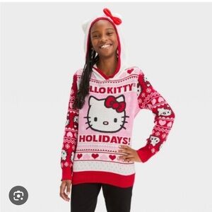 ❤️HELLO KITTY Holiday Hooded Sweater.  Size L❤️